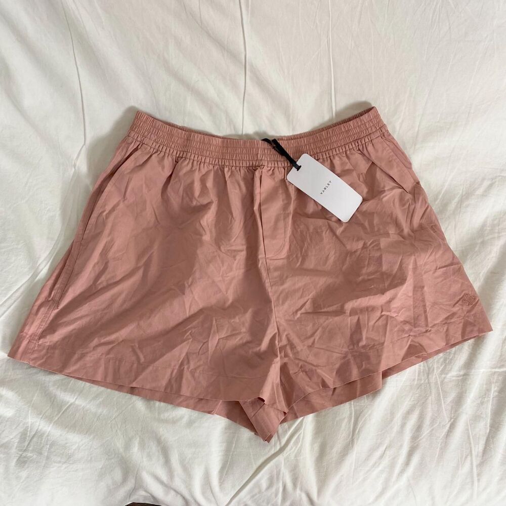 NWT Varley Morales Shorts 2.5 Size L in Ash Rose 100% Cotton - Picture 2 of 8